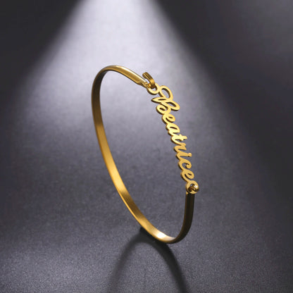Personalized Name Bracelet for Women Men Custom Jewelry Stainless Steel Customized Bangle Gold Color Arabic Name Birthday Gifts