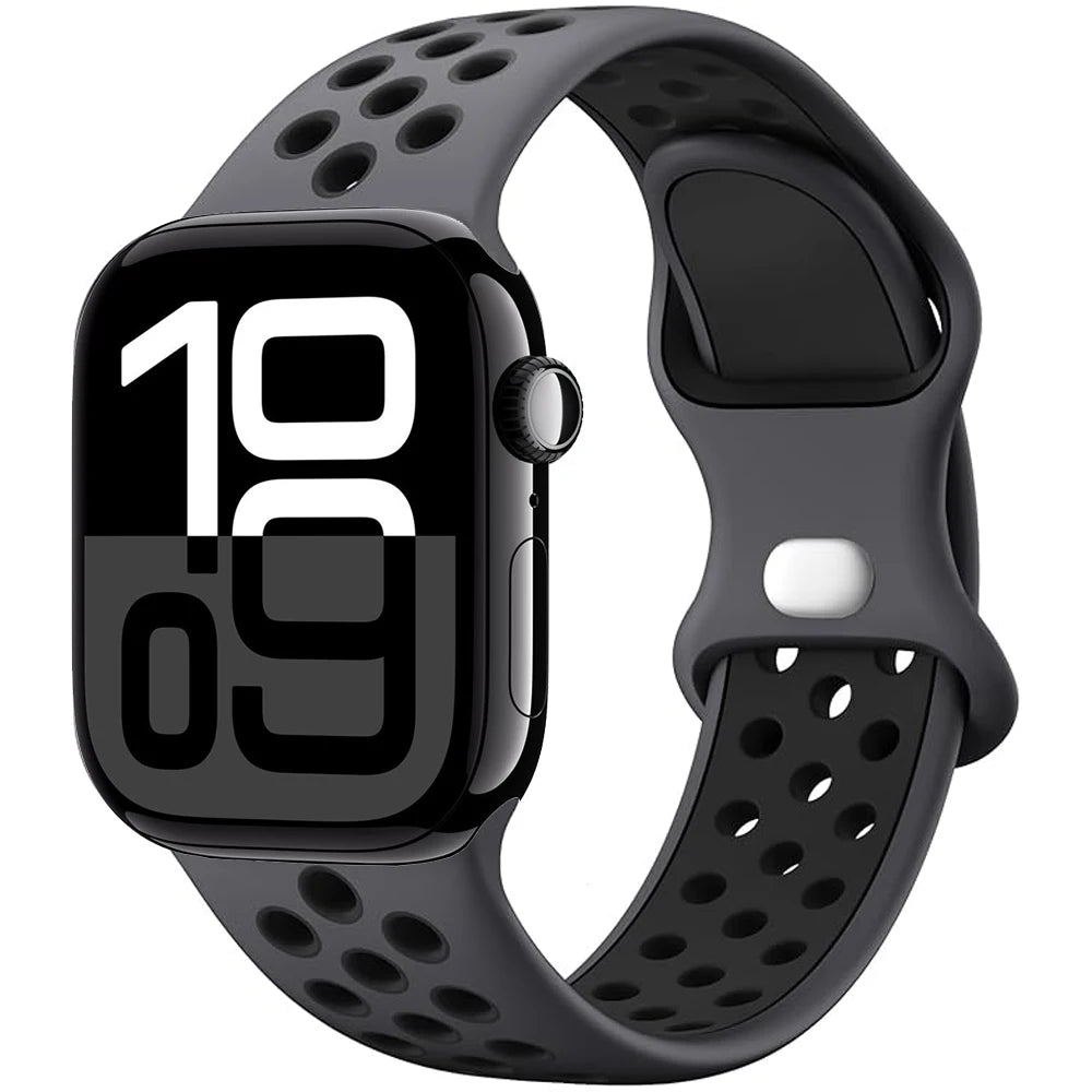 Silicone Strap For Apple Watch 11 10 9 8 7 46mm 45mm 42mm 41mm Ultra 3/2 49mm Breathable Bracelet Wristband iWatch 6 5 4 SE 44mm