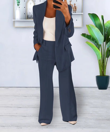 Women Spring Autumn Suit 2 Piece Sets Long Sleeve Jacket Coat High-Waisted Trousers Business Suit Office Ladies Pant Sets Outfit