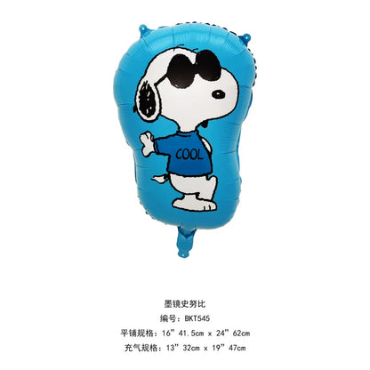 Happy Birthday Party Decorations Dog Banner Flag Foil Latex Balloons White Anime Supplies Baby Boy Girl Kids Cute Toy Gifts