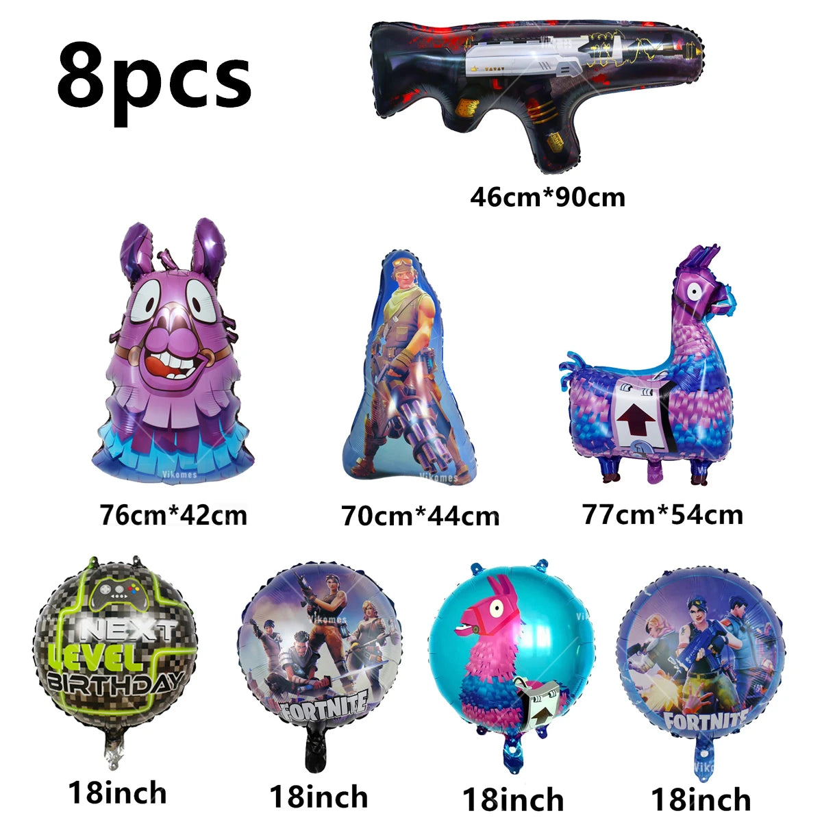 Fortnite Balloons Happy Birthday Banner Shooting Game Party Decoration Alpaca Llama Disposable Tableware Background Cake Topper
