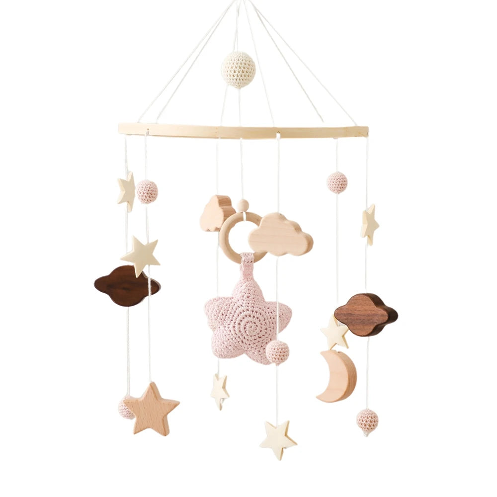 Revolving Music Box For Newborns Baby Crib Imitation Wood Color Hanging Rattle Baby Soothing Musical Toys 0-12 Months Baby Gift