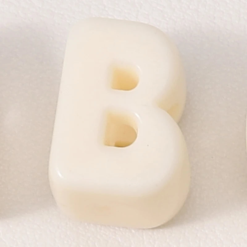 20pcs Beige Acrylic Large Hole Letter Loose Beads DIY Necklace