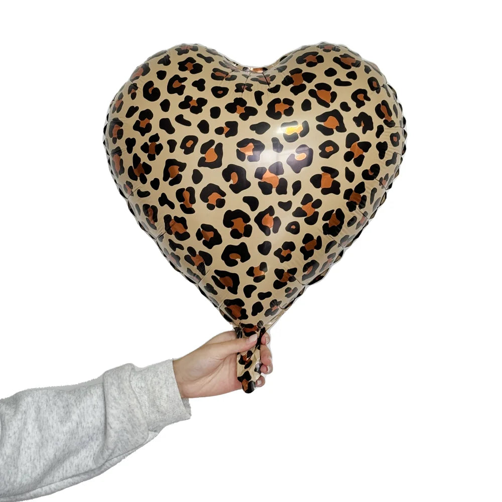 5/10/30/40/50/100Pcs Leopard Print Heart Balloons 18Inch Heart Shaped Foil Balloons Wedding Bridal Shower Birthday Party Supplie
