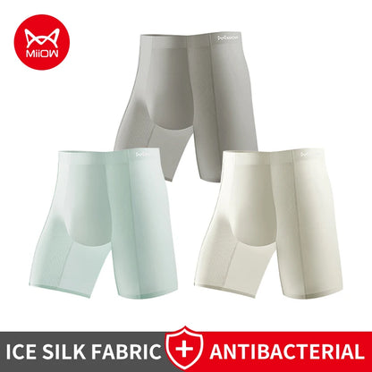 MiiOW 3Pcs Ice Silk Men's Underwear Boxershorts 10A Antibacterial Men Panties Breathable Mesh Man Summer Sports Underpants Boxer