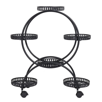 Heavy Duty Metal Plant Stand with Lockable Wheels Garden Cart Flower Pots Holder for Indoor Outdoor Use