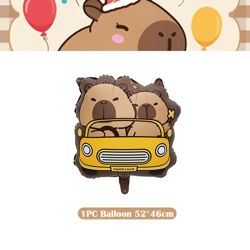 Capybara Decoration Birthday Party Favors Tableware Set Cup Plate Balloons Gift Bags Happy Banner Cake Topper Supplies for Girls