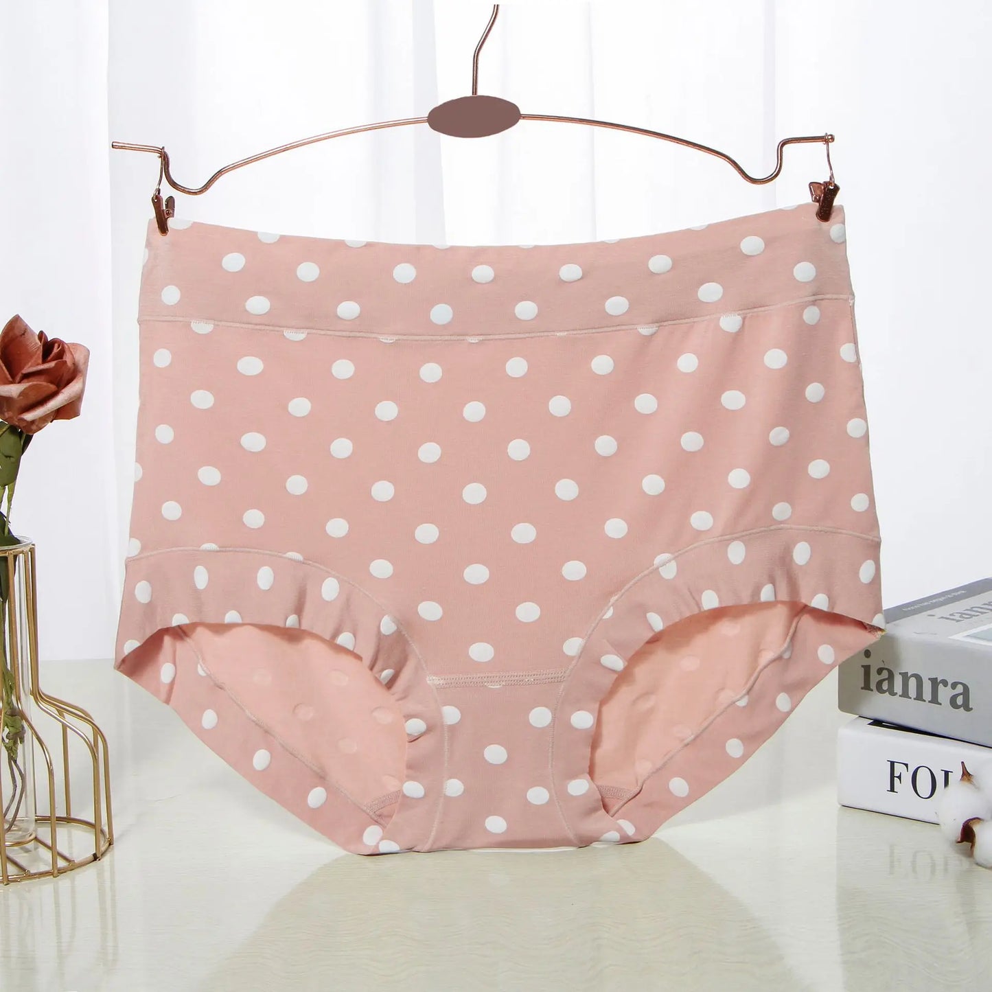 Modal Large size Panties for fat Lady Fashion Polka dot briefs High waist wide leg boyshorts cotton crotch underpants