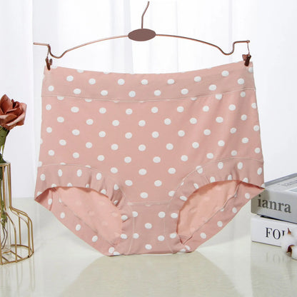 Modal Large size Panties for fat Lady Fashion Polka dot briefs High waist wide leg boyshorts cotton crotch underpants