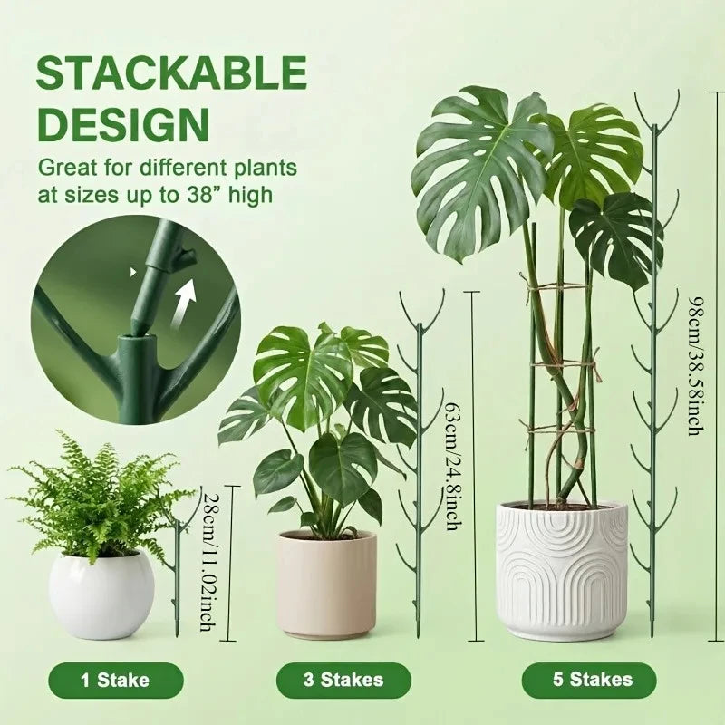 Potted Plant Support Piles Stackable Gardening Green Support Frame Climbing Vine Bonsai Fixing Rods Stakes Holder Support Racks