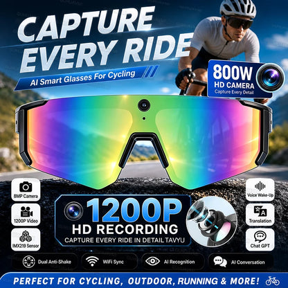 World Premiere 2026 New AI Camera Glasses 4K 60FPS HD Shooting Bluetooth Call Voice Assistant UV400 Sports Smart Glasses Cycling