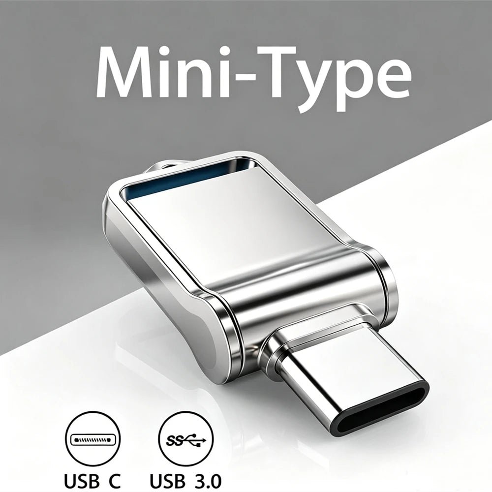 Mini 512GB OTG USB Flash Drive USB 3.0 Type C For iPhone iPad 32G 128GB 256GB Pendrive Samsung Android Laptop Memory Phone Stick