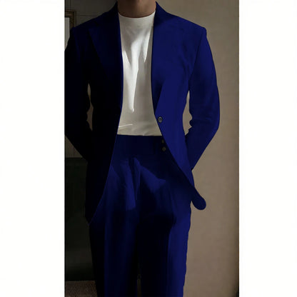 Chic Linen Men Suits 2 Piece Summer Single Breasted Notch Lapel Suit High Quality Wedding Casual Office Party Prom Costume Homme
