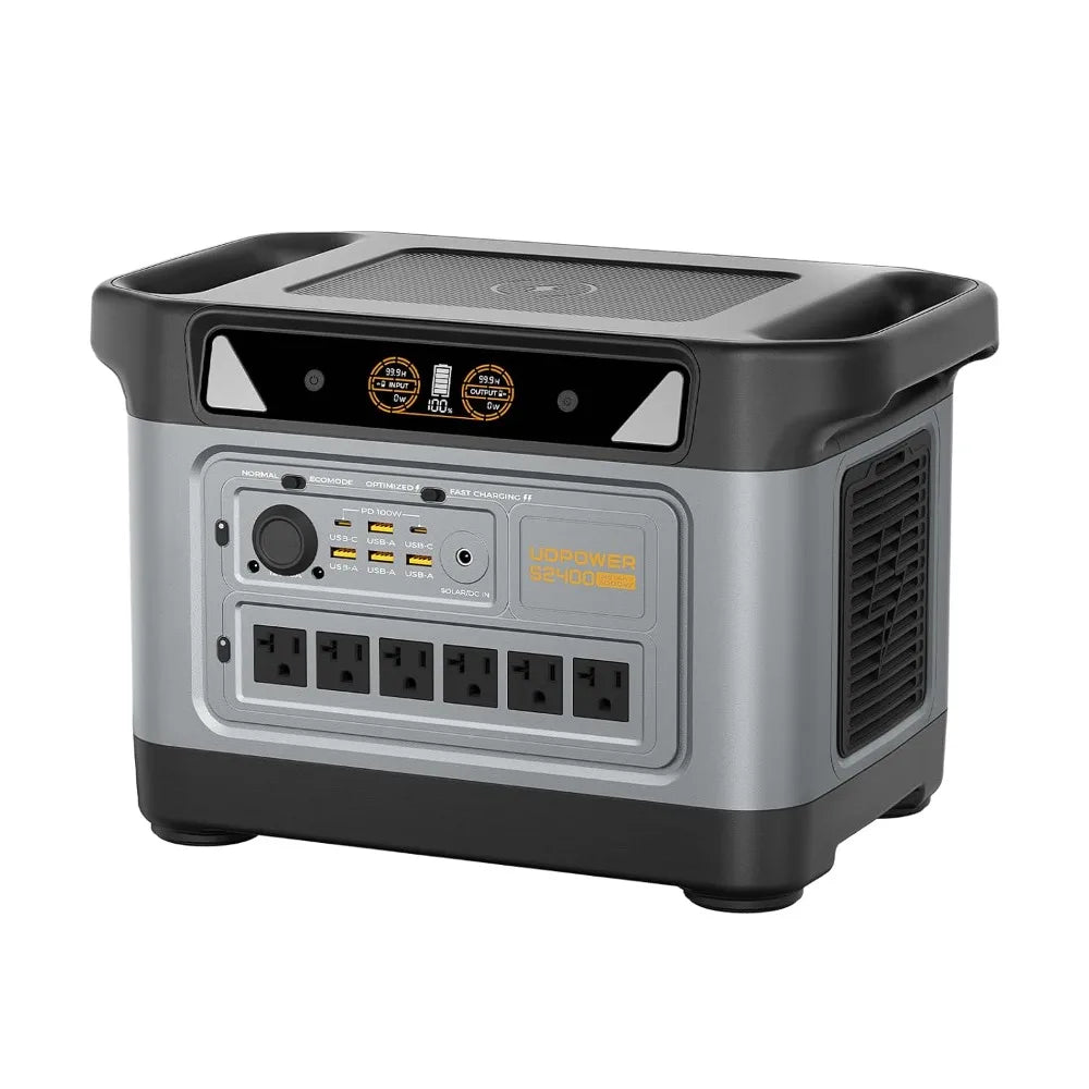 S2400 Portable Power Station(Solar Panel Option), 2083Wh LiFePO4, 2400W (Surge 3000W) UPS, 6 AC Outlets, Solar, Customized