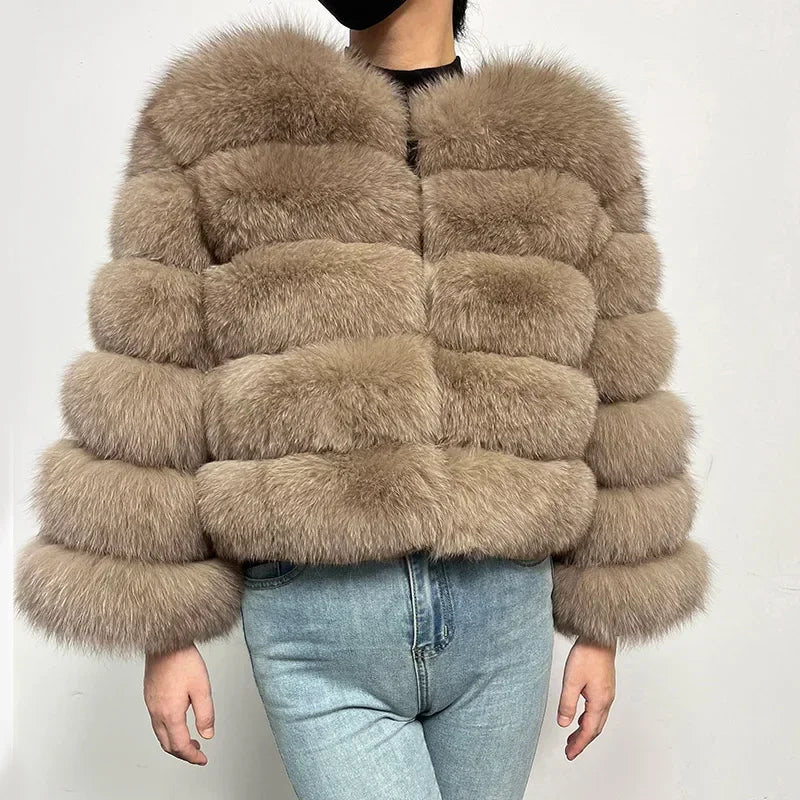 2023 Natural Real Fox Fur Coat Women Winter Warm Luxury Fur Jacket Detachable Long Sleeves Female Vest Furry Coats Outerwear