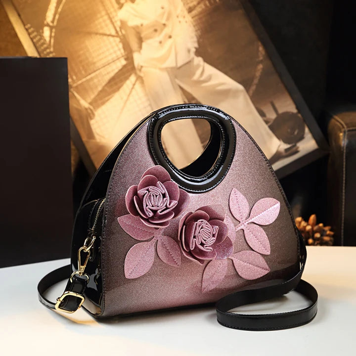 Genuine Leather 2024 New Fashion Women Handbags Flowers Dumpling tote Bag Middle-aged Mother Single Shoulder Crossbody Bags