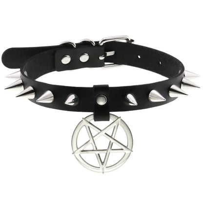 DIEZI Vintage Sweet Cool Hip Hop Rivet Choker Necklace Harajuku Gothic Club Black PU Leather Collar Torques Necklace Jewelry