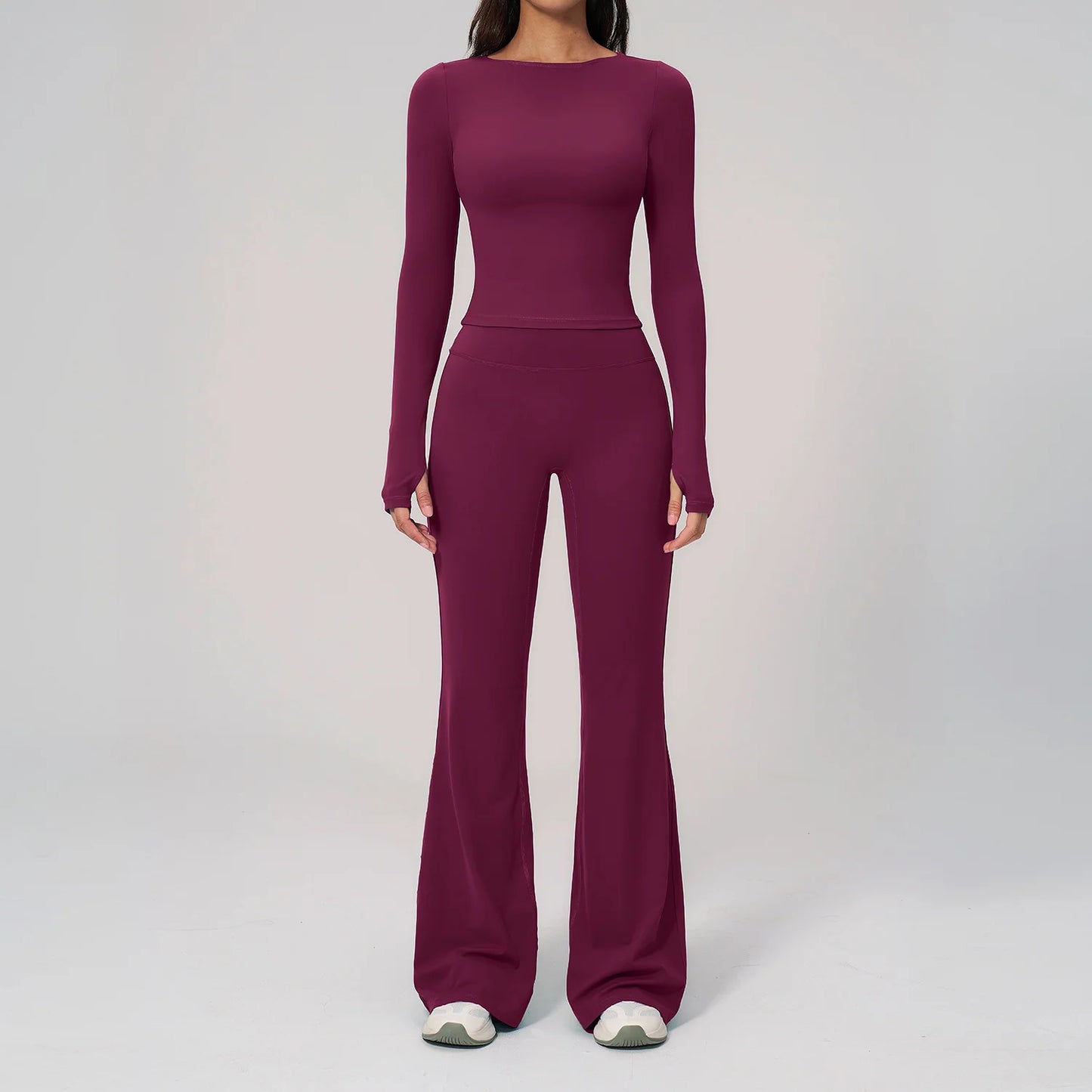 Two Pieces Yoga Set Slim Long Sleeved Gym Set High Elasticity Leggings Sportswear Women's Fitness Cycling Pilates Sports Suits