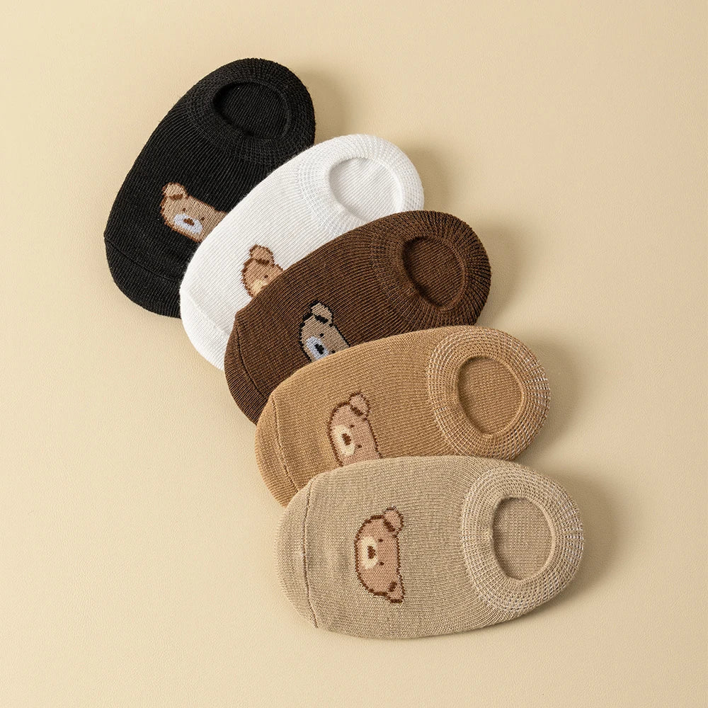5/10 Pairs Baby Socks Toddler Low-cut Ankle Socks Cute Cartoon Bear Pattern Socks Boys and Girls Aged 0-5 All Season Collection