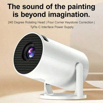 Projector - Supports 4K resolution, brightness 5000 lumens, 240 °   Full-angle projection, automatic keystone correction and autofocus, WiFi 6 and Bluetooth 5.3 wireless projection, ultra-quiet design ≤26 decibels