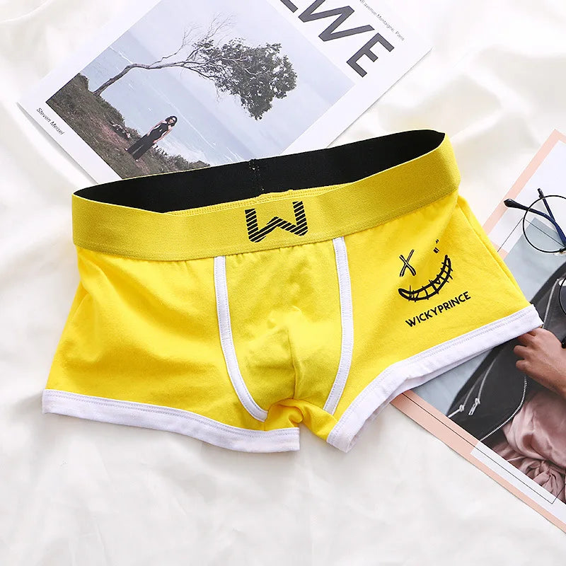 1/3/4 Pcs Mens Underwear Cotton Men Boxer Panties U-convex Man Breathable Underpants Sexy Comfort Male Boy Smiling Face Boxers