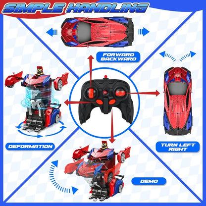 2.4GHz Deformable Spider RC Car - Cool Robot Car with Stunts, Rechargeable Battery & LED Lights, Gift for Kids 3+