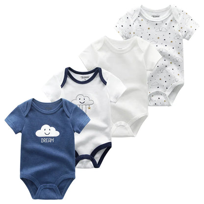 4pieces Newborn Baby Boy Clothes Cartoon Cotton Romper Summer Short