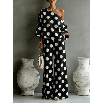 Bohemian Fashion Polka Dot Print Two-Piece Set Woman's Foreign Style
