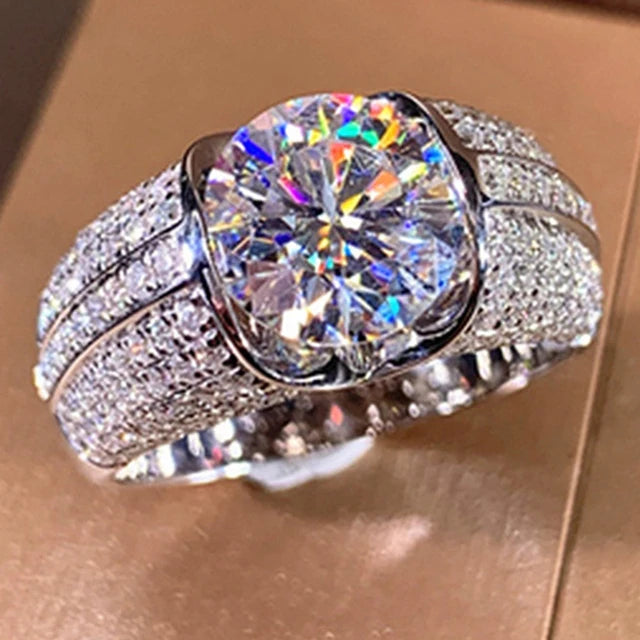 European and American Trendy Inlaid Crystal Women Men's Rings Banquet Fashion Business Ring Jewelry