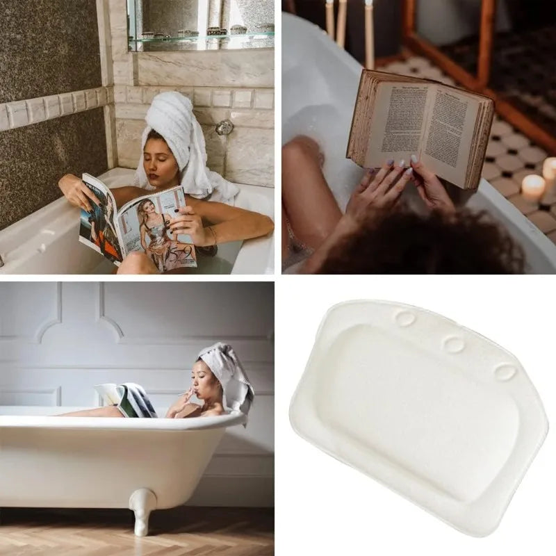 Anti-Slip Bath Pillow, PVC Foam Spa Bathtub Cushion with Suction Cups