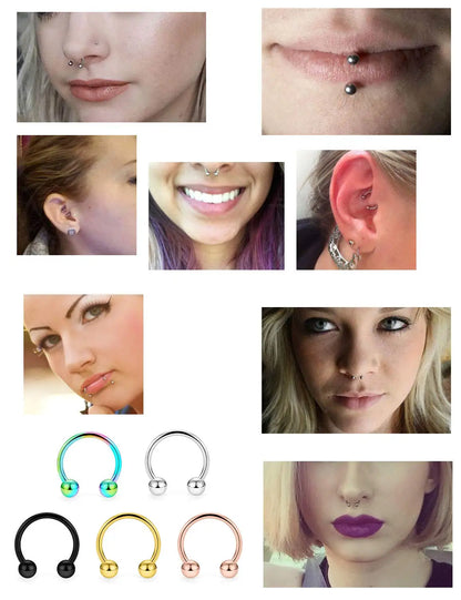 31 Styles 16G Surgical Steel 1 Pcs Nose Septum Rings Piercing Jewelry Horseshoe Cartilage Earring Eyebrow Lip Retainer 8mm 10mm