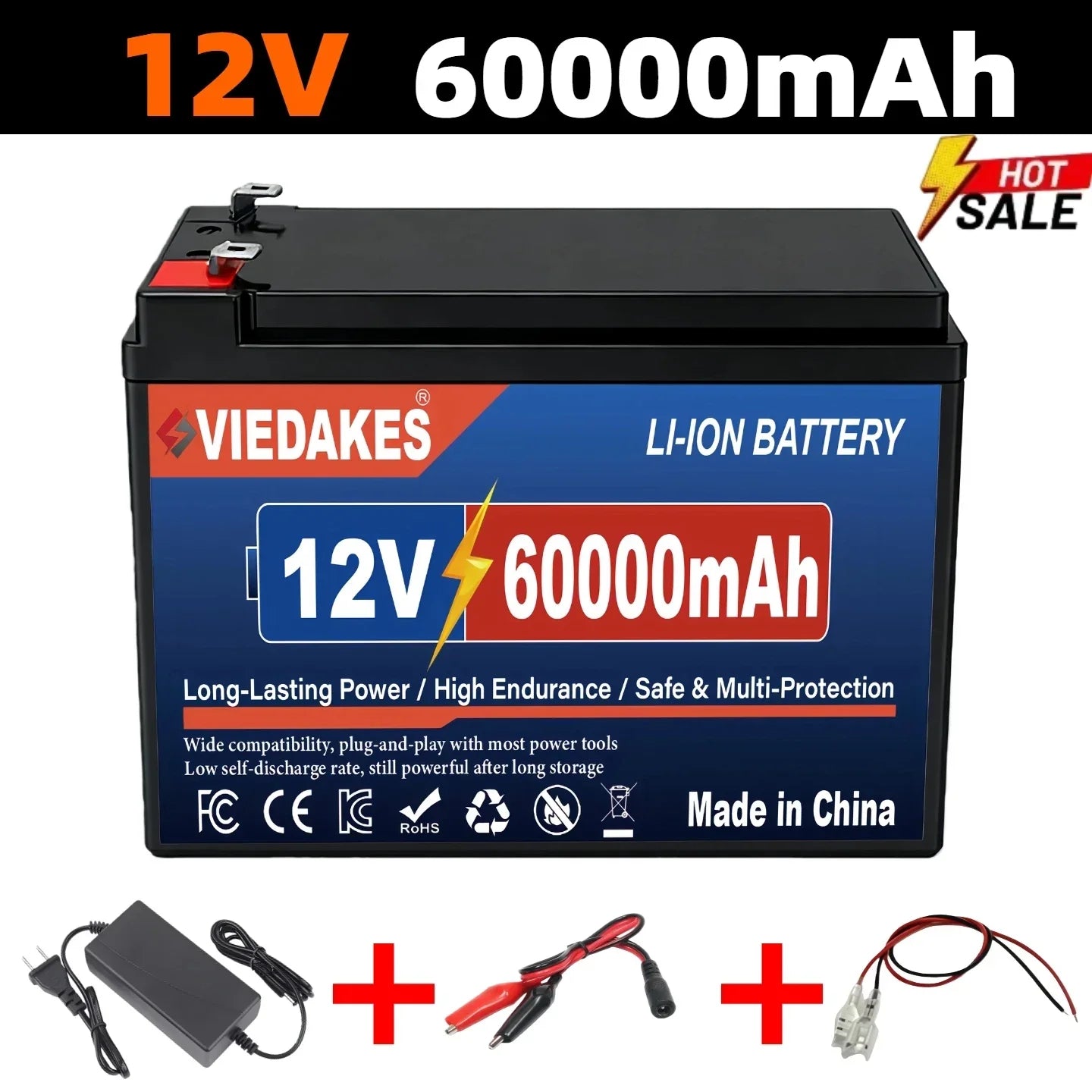 VIEDAKES Brand New 3S7P 12V 100Ah LiFePO4 18650 Battery Pack Power Bank Lightweight Design for Hiking Backpacking Trips