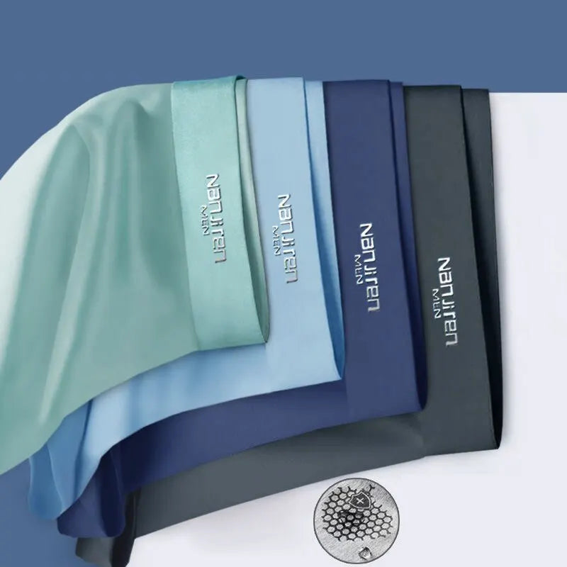 4PCS/Set Boxers Ice Silk Man Underwear Boxer Graphene Men Underpants Breathable Comfortable Men's Panties Ultrathin Shorts Trunk