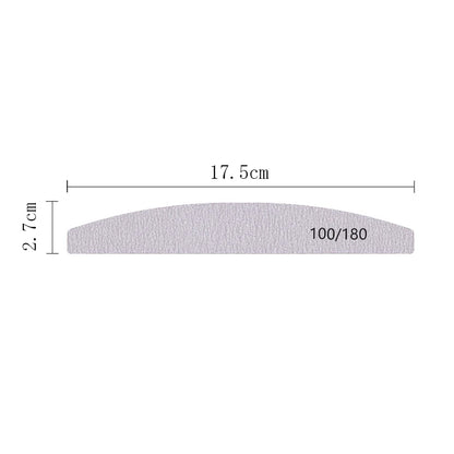 Nail File Buffer 100/180 Grit Half Moon Nail Files Double Side Sandpaper Nail Sanding Grinding Gel Nail Polish Manicure Tool