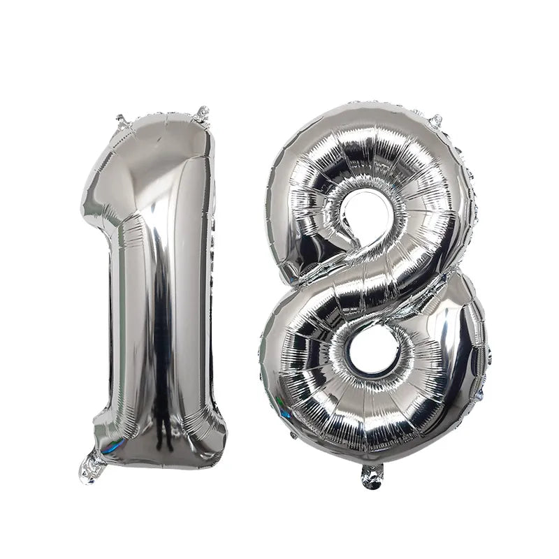 2Pcs 32 Inch Gold Silver Black Blue Red Helium Foil Number Balloon 16 17 18 19 20 21 Happy Birthday Party Decoration Supplies