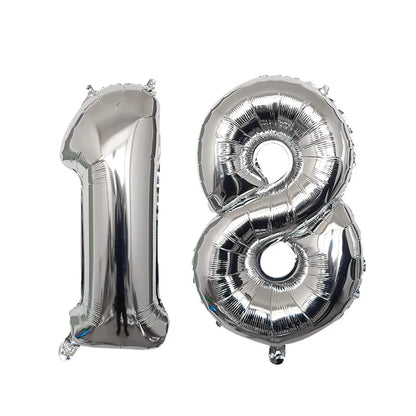 2Pcs 32 Inch Gold Silver Black Blue Red Helium Foil Number Balloon 16 17 18 19 20 21 Happy Birthday Party Decoration Supplies