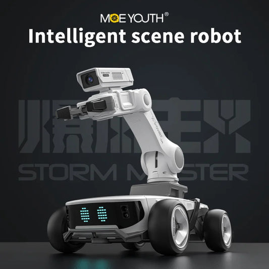 Storm X5 Intelligent RC Robot Car with Infrared Recognition & Programmable Modes - White/Black, Kids Educational Gift