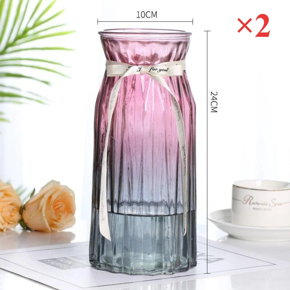 European Style Glass Vase Geometric Glass Vases Hydroponic Plant Bottle Flower Arrangement Pot Home Office Desktop Decor