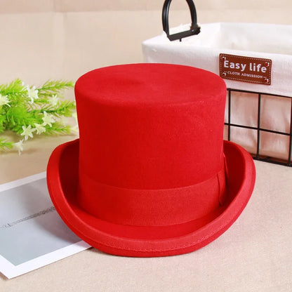 100% Wool Magic Top Hat & President Derby, Felt Jazz Cap & Equestrian Style, Gentleman Formal Hat Collection
