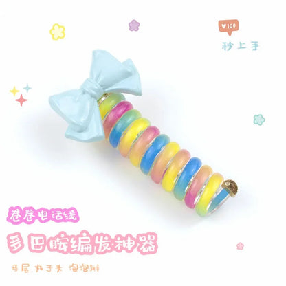 rope adult telephone cable ring Rabbit Cute Hair Ring Large Frosted Adult Hair Tie  head ring Children's telephone hephone Cable