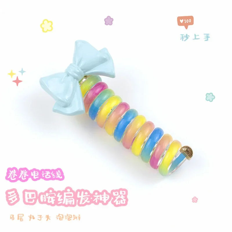 rope adult telephone cable ring Rabbit Cute Hair Ring Large Frosted Adult Hair Tie  head ring Children's telephone hephone Cable