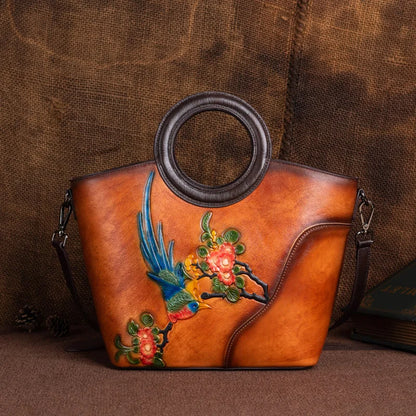 New Genuine Leather Women's Bag Fashionable Ladies' Handbag Retro Large-capacity Single-shoulder Crossbody Top Layer Cowhide