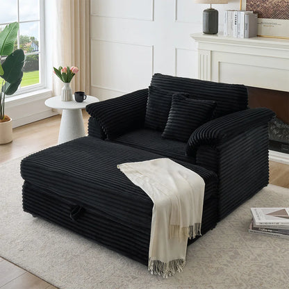47.24-Inch Corduroy Armchair Storage Ottoman Set Single Sofa Equipped With USB Interface Suitable for Living Room Bedroom