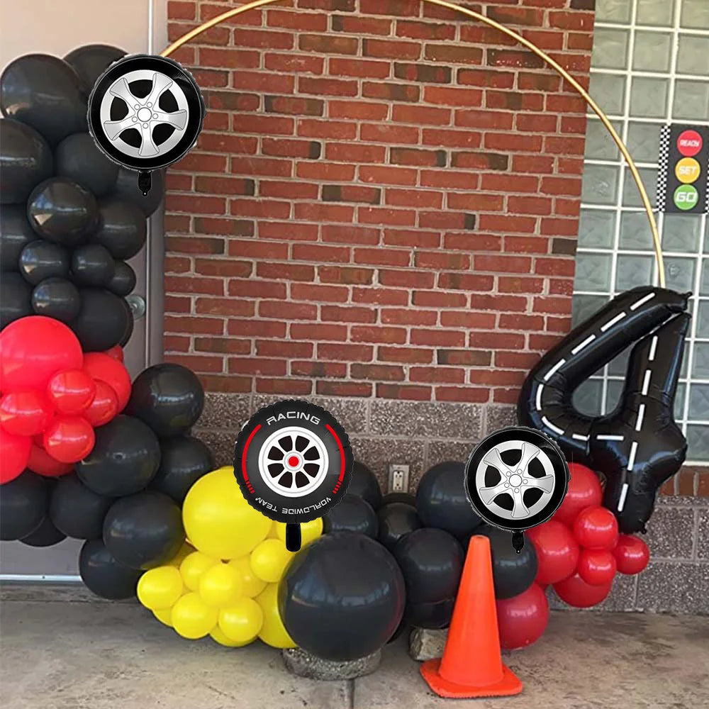 40'' Number Race Car Balloon Racetrack Balloon Truck Bike Wheels Tire Racing Car Theme Party Supplies Boys' Birthday Party Favor