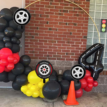 40'' Number Race Car Balloon Racetrack Balloon Truck Bike Wheels Tire Racing Car Theme Party Supplies Boys' Birthday Party Favor
