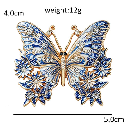 Wuli&baby Blue-and -White Porcelain Collection Animal Brooches For Women Unisex Goat Cat Butterfly Birds Party Office Brooch Pin