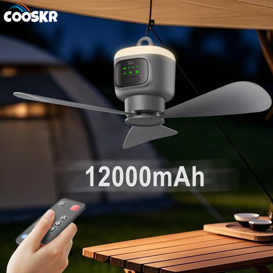 12000mah Portable Ceiling Fans Outdoor Camping Fan Tent Air Circulator