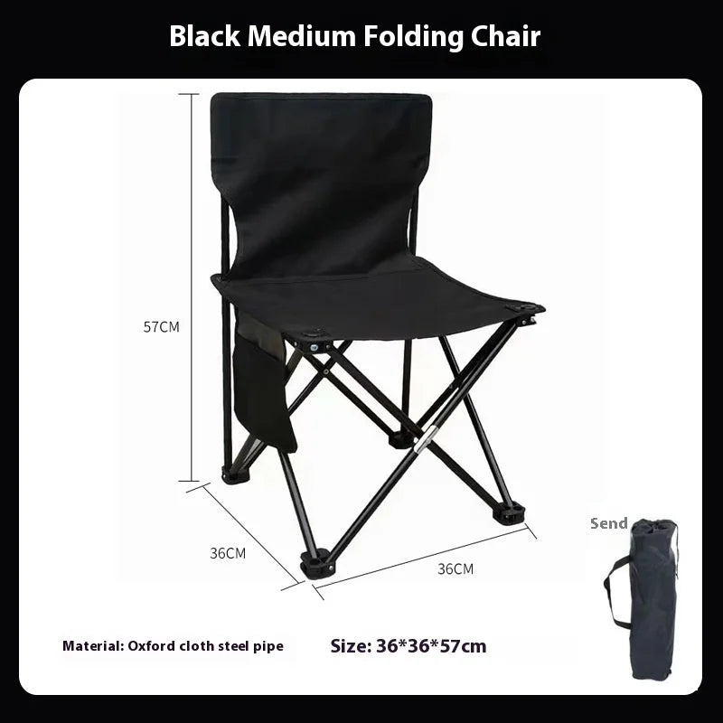 Outdoor Foldable Chair Camping Chair with Side Pocket Picnic Oxford Cloth Chairs Portable Beach Fishing Chairs Outdoor Chair