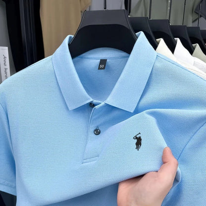 100% pure cotton high-end brand men's short sleeve polo shirt 2026 summer luxury fashion pony embroidery golf top casual T-shirt
