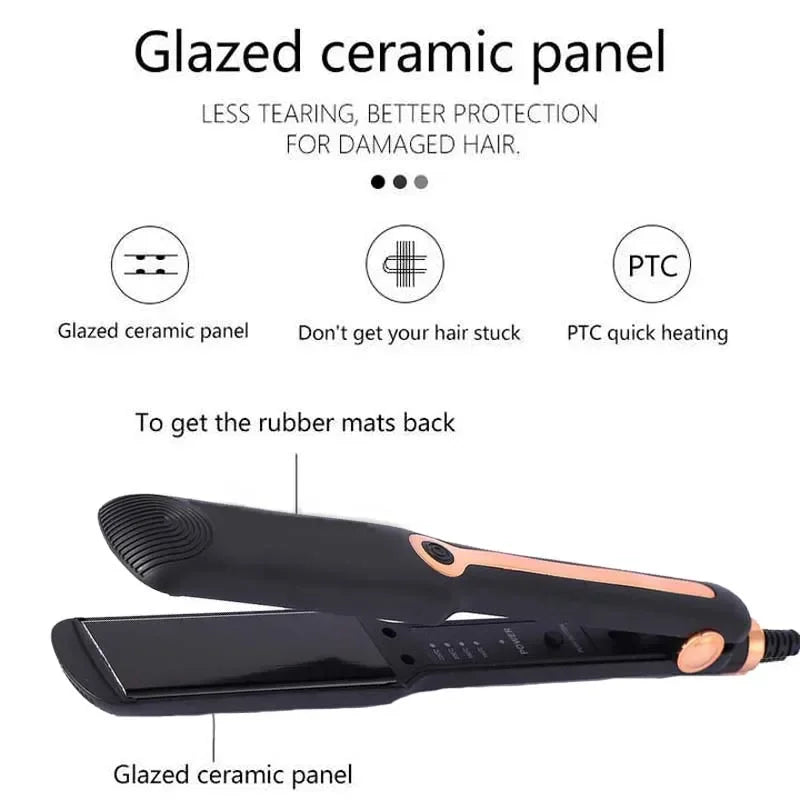 Tinsol 2-in-1 Hair Straightener Ceramic Plate Curler Negative Ion Wide Plate Adjustable Temperature Hair Straightener